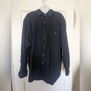 Classic Pendleton Elbow patch Virgin Wool Men's Button Shirt Night Blue Size XL